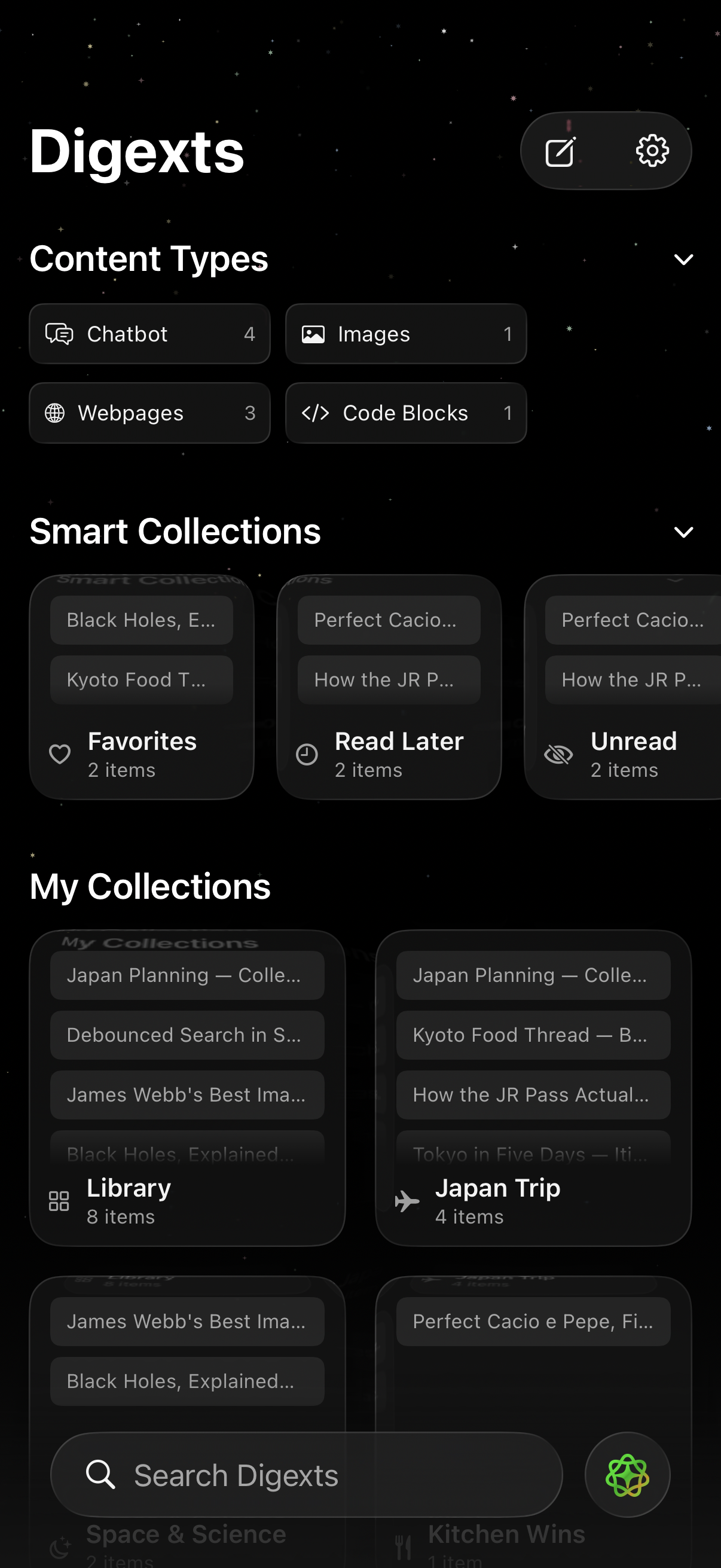 Digext library in dark mode