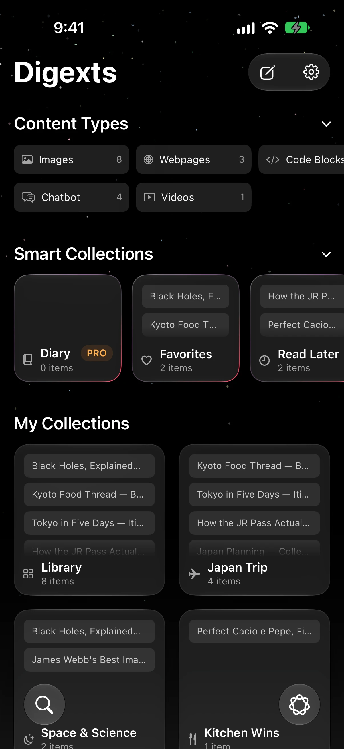 Digext library in dark mode