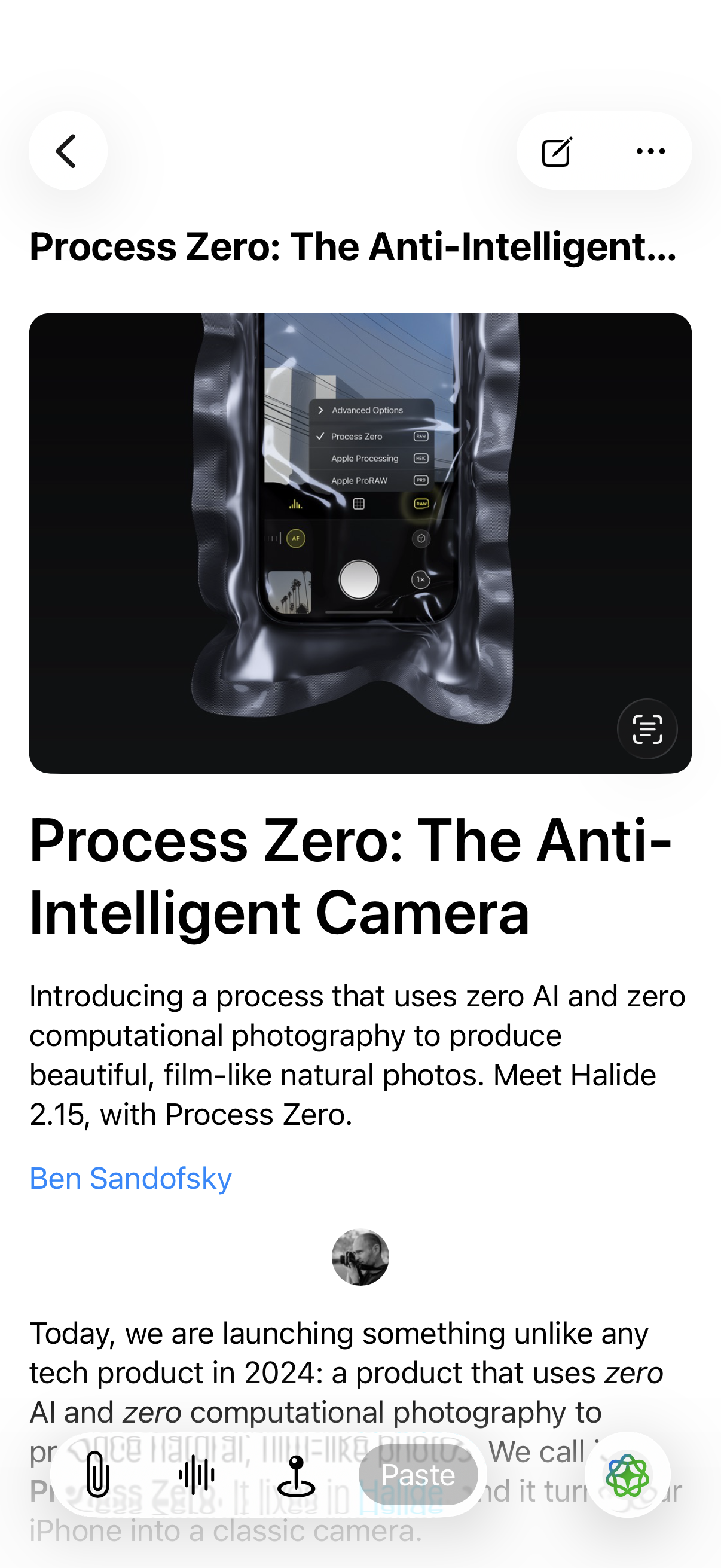 A photography blog post, extracted