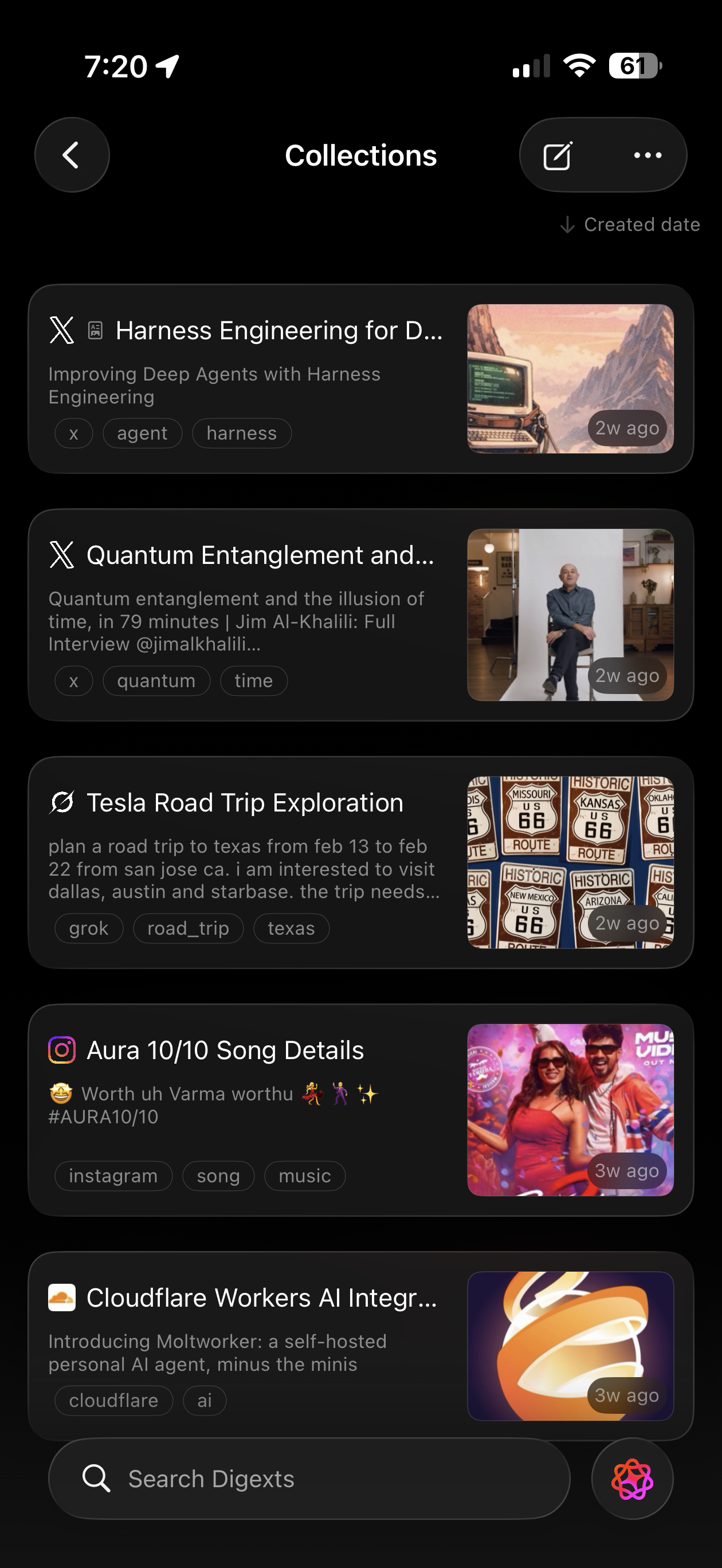 Library view with tagged items